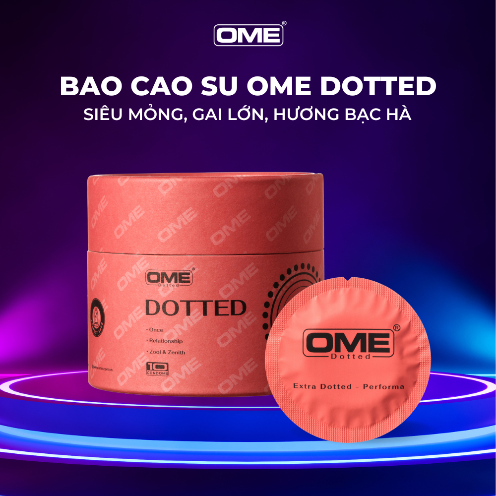 Bao cao su OME DOTTED gai lớn, hương bạc hà, hộp 10 cái