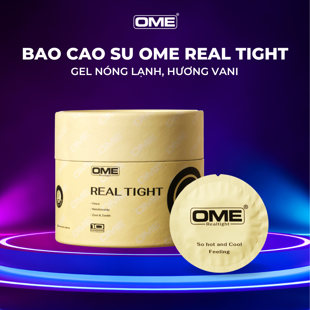 Bao cao su OME REAL TIGHT FEELING gel nóng lạnh size 52mm form fit, 10 cái/ hộp