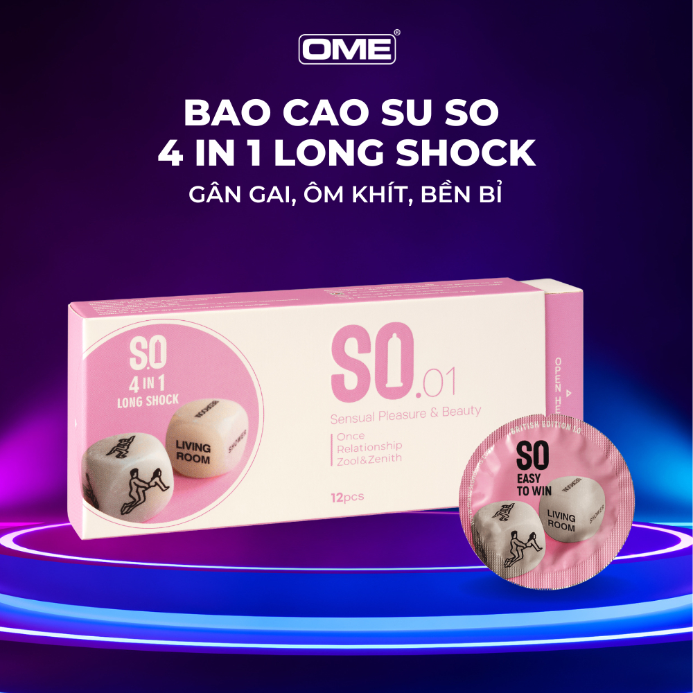 Bao cao su so 4 in 1 gai sọc, kéo dài, hương vani 12 cái/hộp