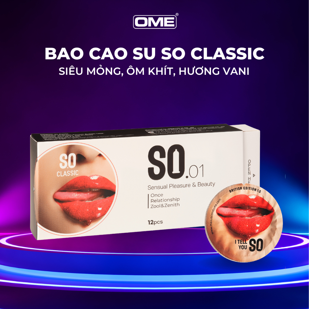 Bao cao su SO CLASSIC size 52mm ôm sát, hương vani 12 cái/ hộp